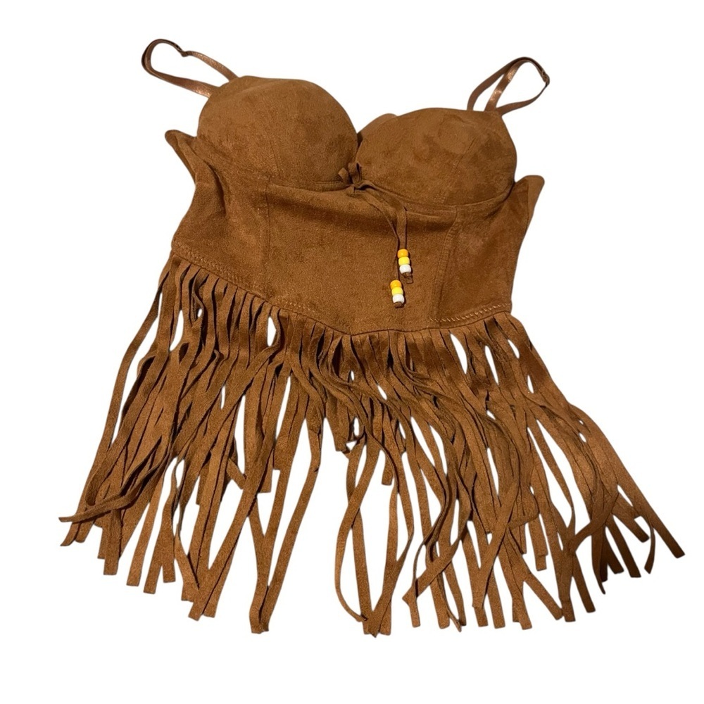 Women's Fringed Western Pocahontas Festival Top Cosplay S Small Spirit Halloween